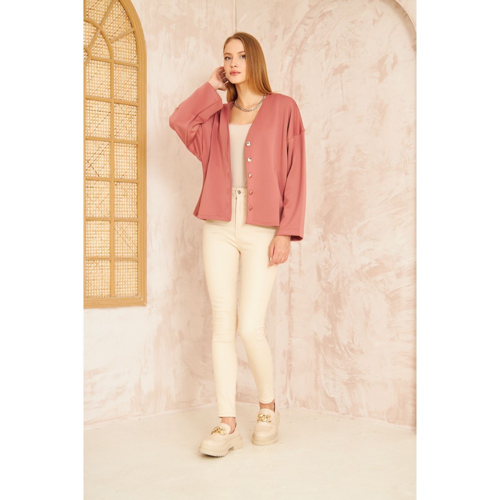 Pasaklı Giyim Pasaklı Giyim Kadın Scuba Hırka Pudra - Premium Kadın Giyim