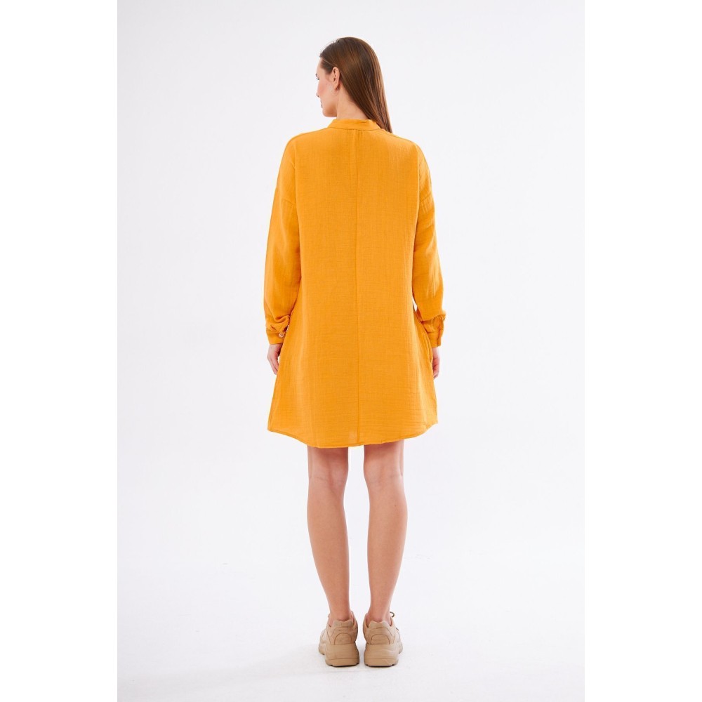 Pasaklı Giyim Pasaklı Giyim Kadın Müslin Tunik Gömlek Hardal - Premium Kadın Giyim