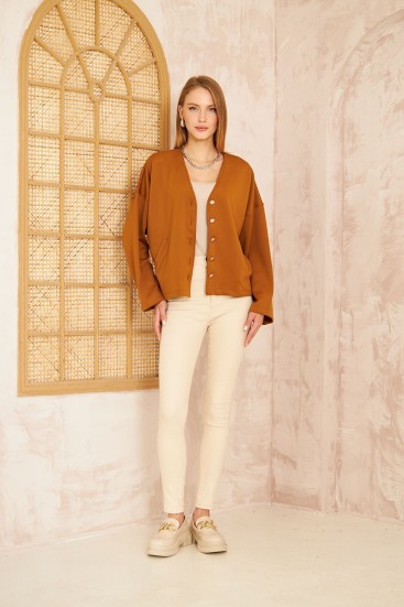 Pasaklı Giyim Kadın Scuba Hırka 3510 Camel