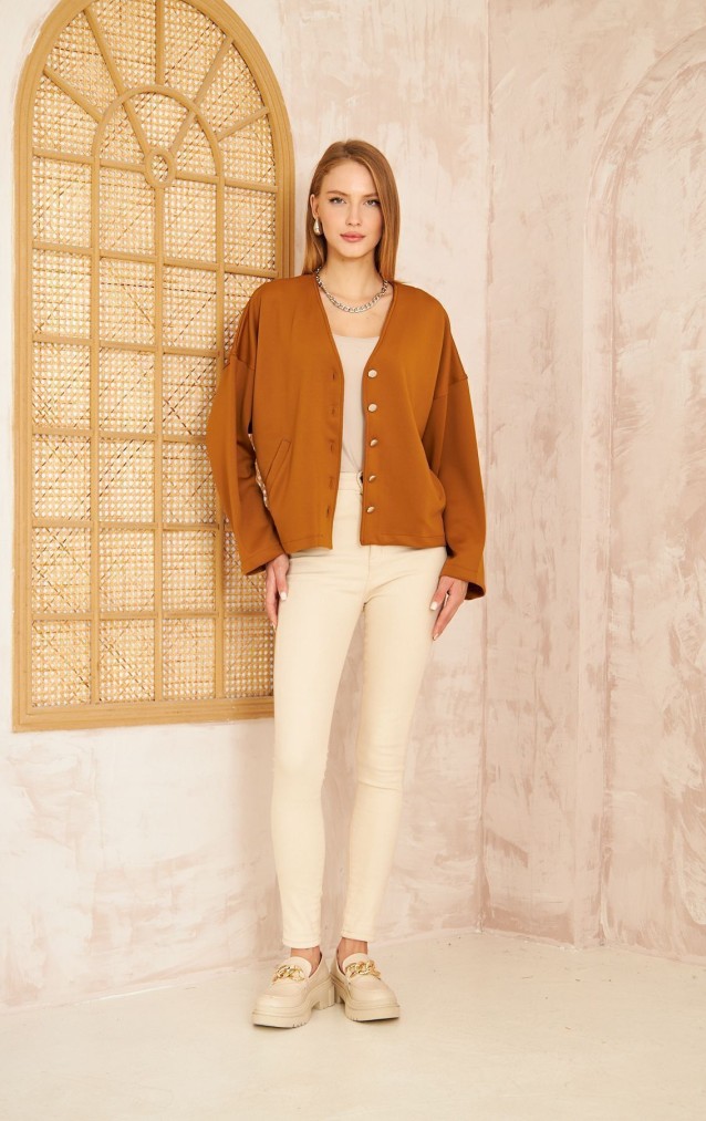 Pasaklı Giyim Kadın Scuba Hırka 3510 Camel