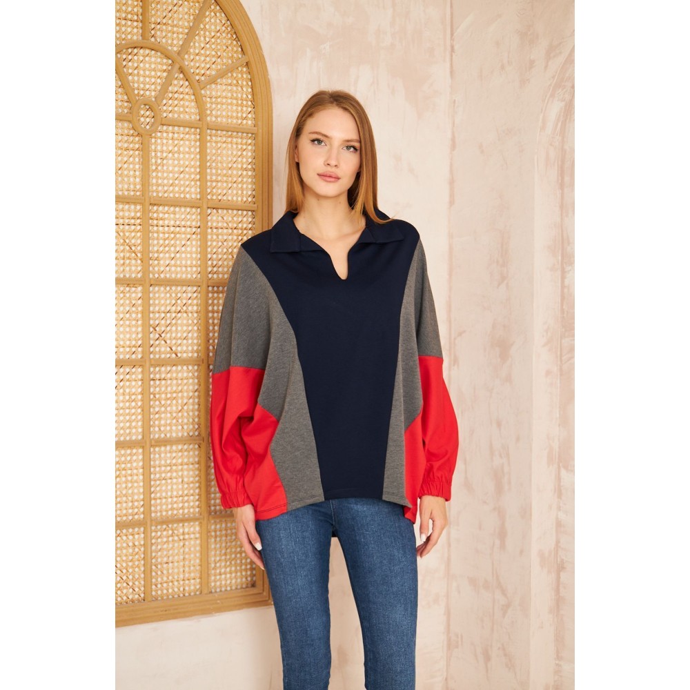 Pasaklı Giyim Pasaklı Giyim Kadın Polo Yaka Sweatshirt Laci - Premium Kadın Giyim