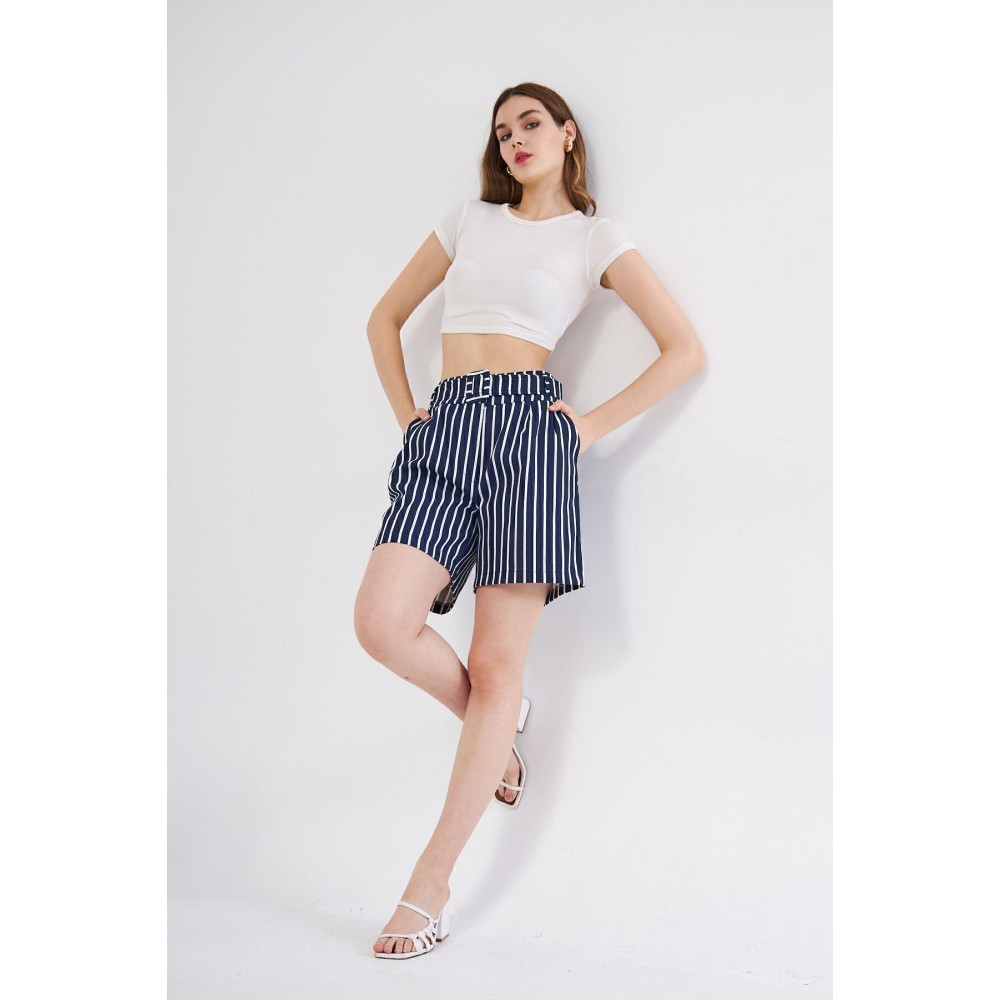 Pasaklı Giyim Pasaklı Giyim Kadın Gabardin Mini Şort Lacivert - Premium Kadın Giyim