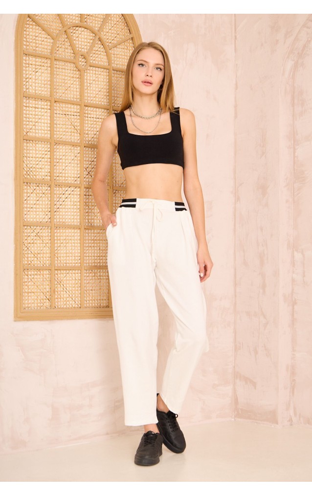 Pasaklı Giyim Kadın Bilek Boy Pantolon-Eşorfman, 3523210 Beyaz