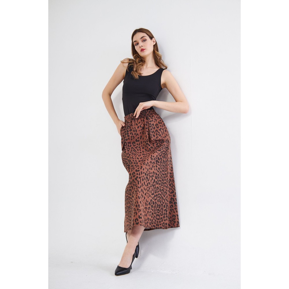 Pasaklı Giyim Pasaklı Giyim Kadın Kamuflaj Desen Gabardin Etek Leopar - Premium Kadın Giyim