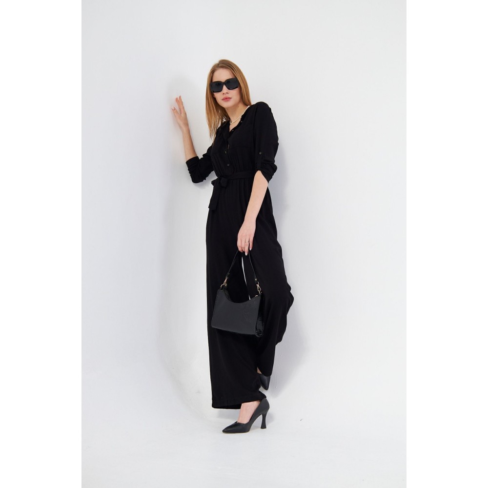 Pasaklı Giyim Pasaklı Giyim Kadın Viskon Tulum Siyah - Premium Kadın Giyim