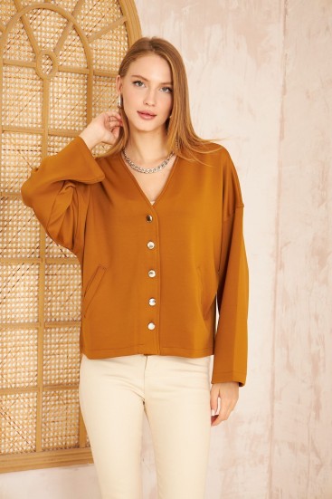 Pasaklı Giyim Kadın Scuba Hırka 3510 Camel