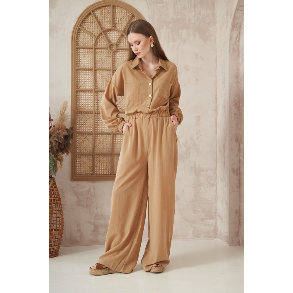 Pasaklı Giyim Pasaklı Giyim Kadın Kupra Tulum Karamel - Premium Kadın Giyim