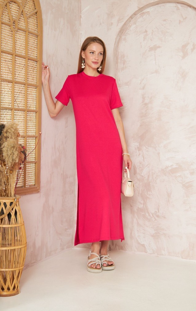 Pasaklı Giyim Kadın Omzu Düğmeli Elbise 3618310 Fuşya