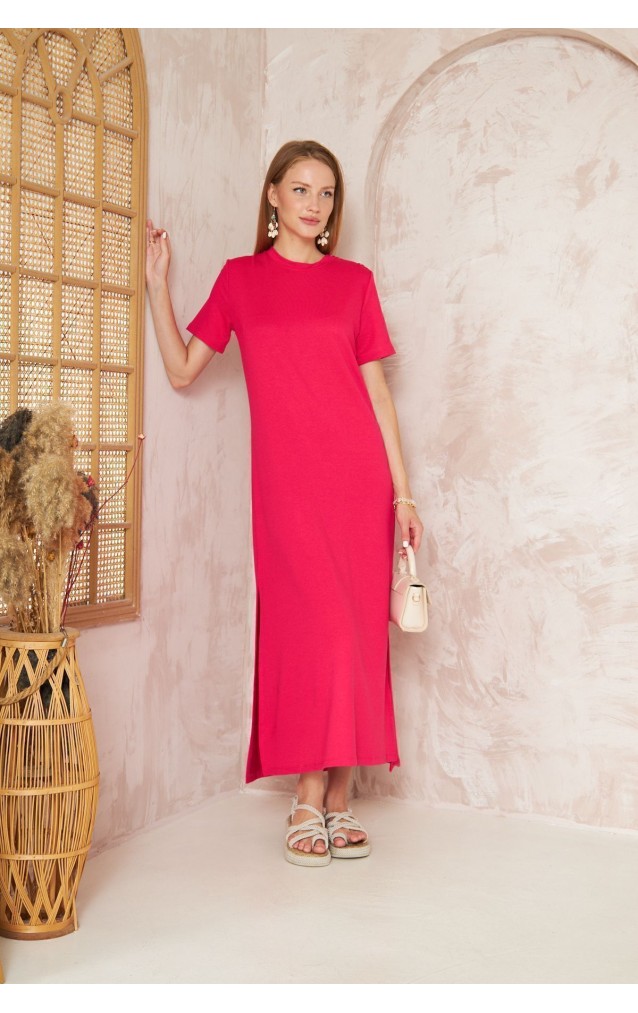 Pasaklı Giyim Kadın Omzu Düğmeli Elbise 3618310 Fuşya