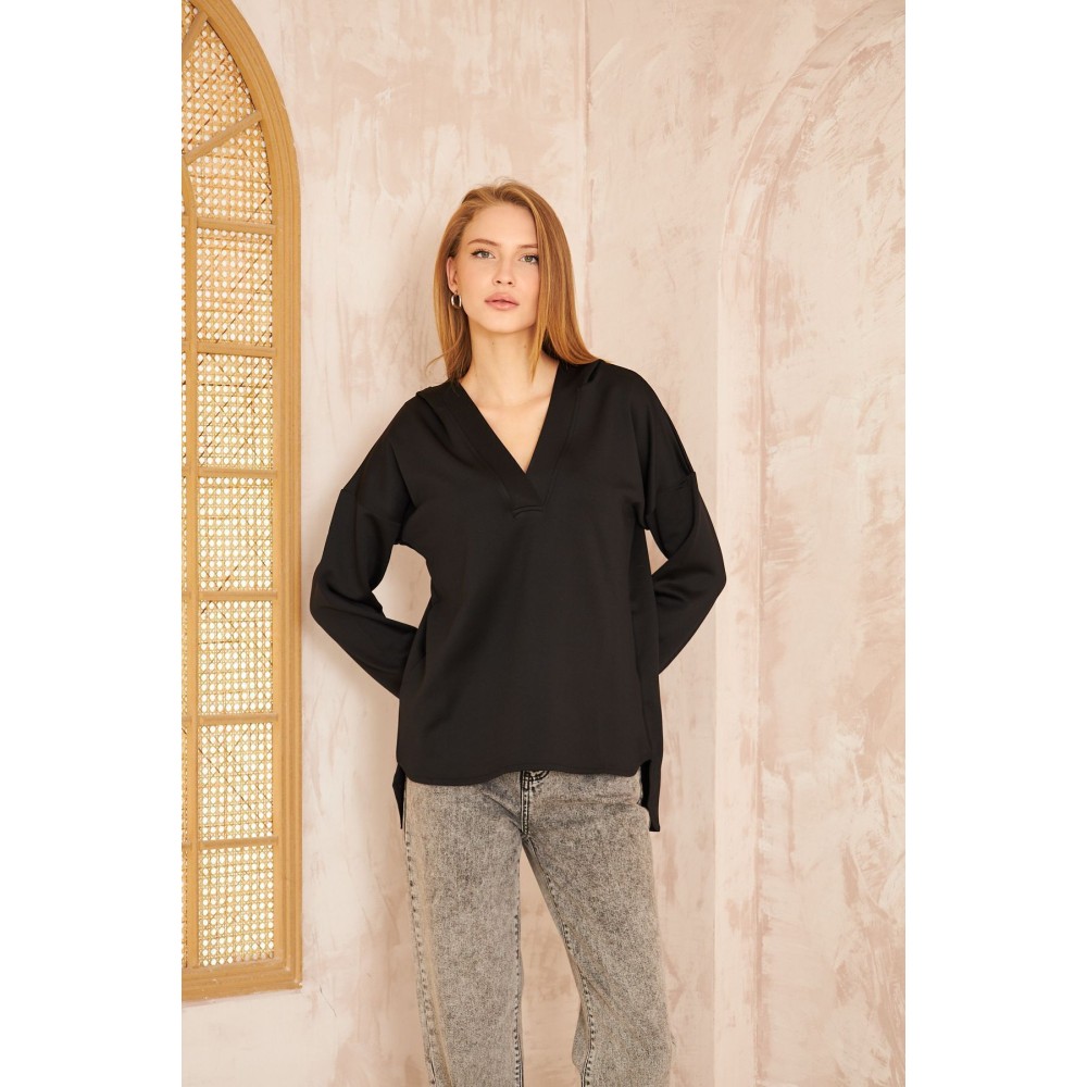 Pasaklı Giyim Pasaklı Giyim Kadın Kapüşonlu Sweatshirt Siyah - Premium Kadın Giyim