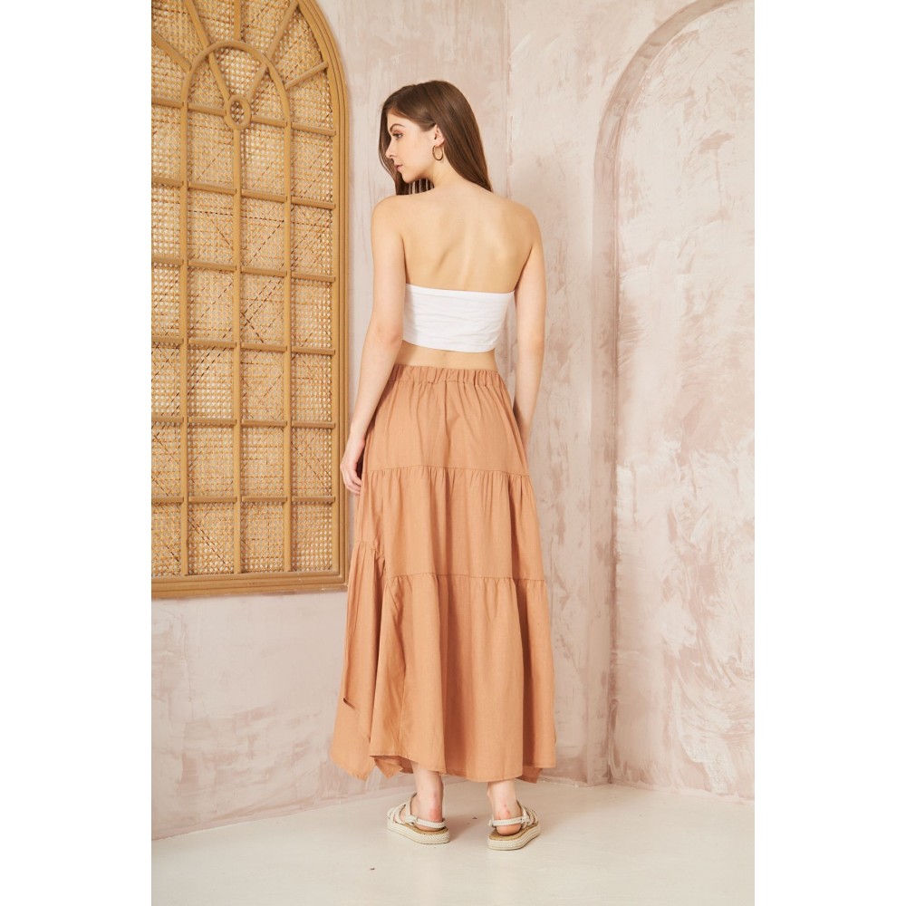Pasaklı Giyim Pasaklı Giyim Kadın Asimetrik 3 Kat Etek Camel - Premium Kadın Giyim