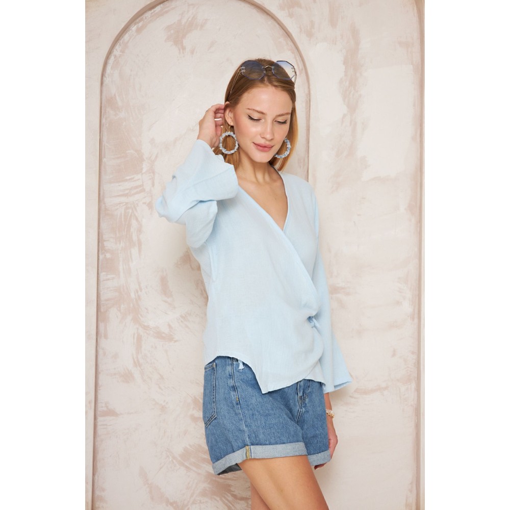 Pasaklı Giyim Pasaklı giyim Kadın %100 Pamuk Bağcıklı Bluz Bebemavi - Premium Kadın Giyim