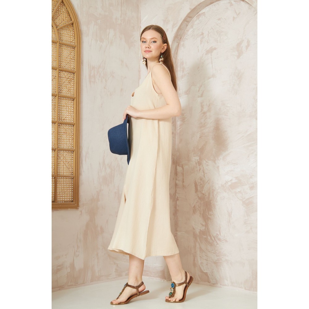 Pasaklı Giyim Pasaklı Giyim Kadın %100 Pamuk Müslin Elbise Taş - Premium Kadın Giyim