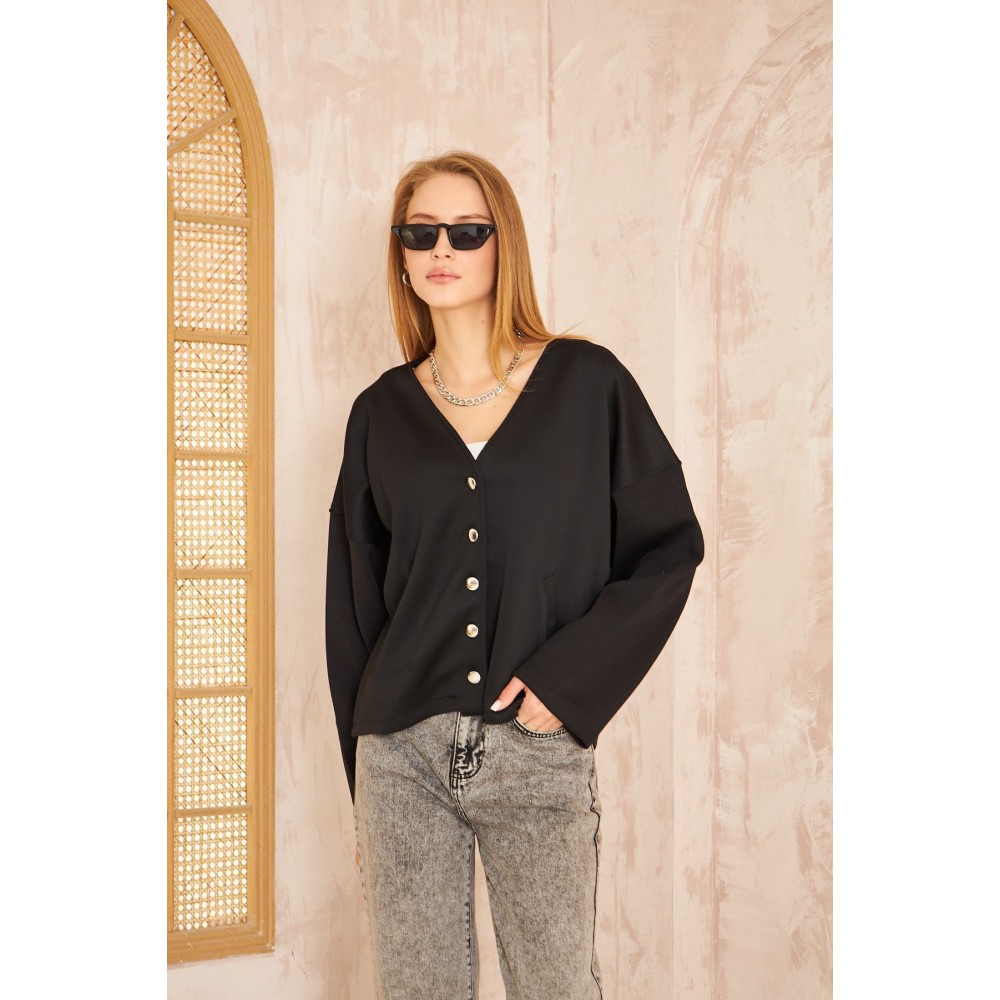 Pasaklı Giyim Pasaklı Giyim Kadın Scuba Hırka Siyah - Premium Kadın Giyim