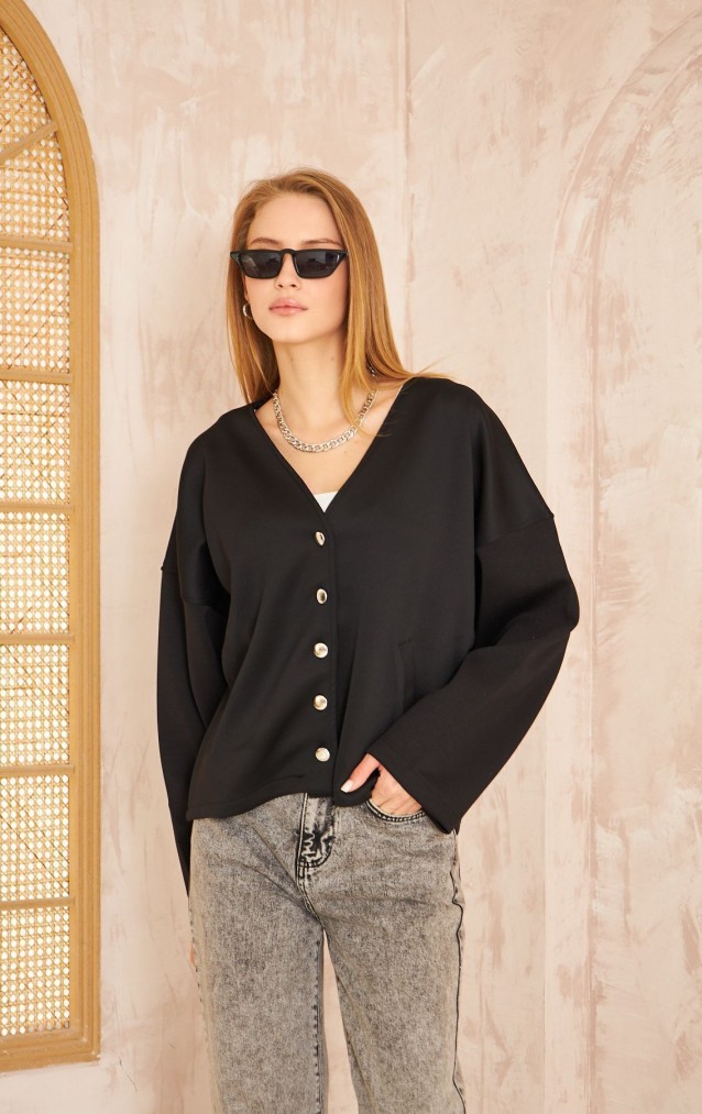 Pasaklı Giyim Kadın Scuba Hırka 3510 Siyah