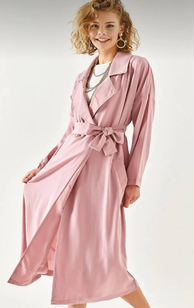 Pasaklı Giyim Kadın Ekstra Oversize Trençkot 3335451 Pembe