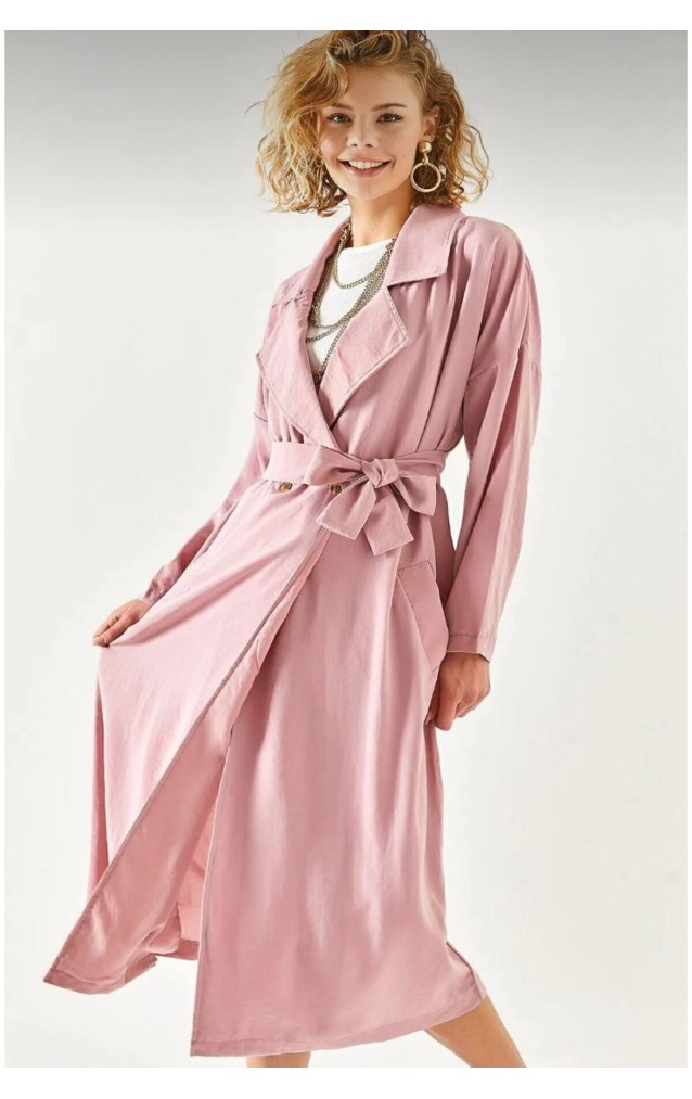 Pasaklı Giyim Kadın Ekstra Oversize Trençkot 3335451 Pembe