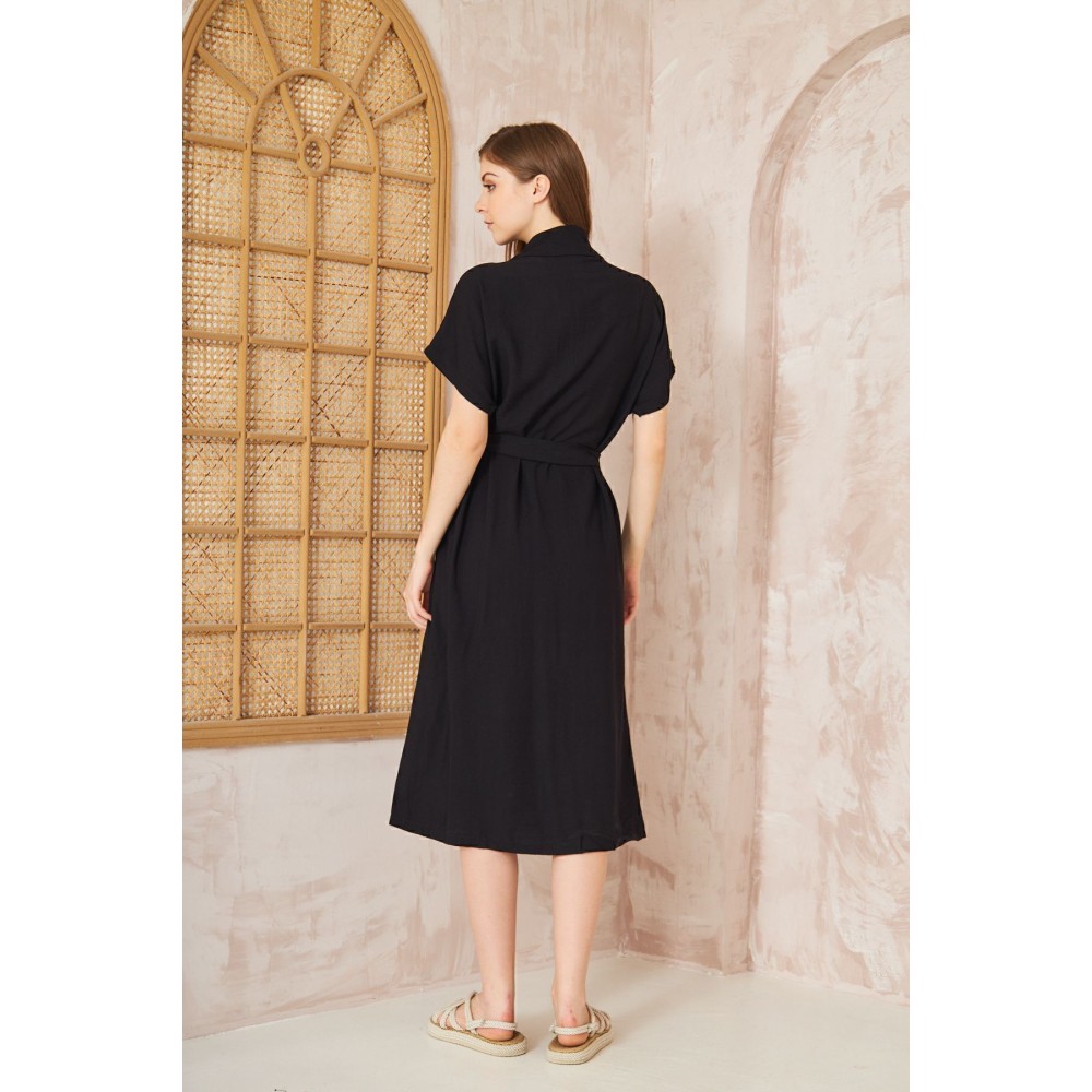 Pasaklı Giyim Pasaklı Giyim Kadın Keten Ceket Elbise Siyah - Premium Kadın Giyim