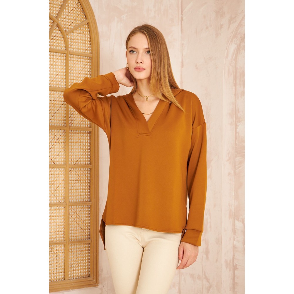 Pasaklı Giyim Pasaklı Giyim Kadın Kapüşonlu Sweatshirt Kahverengi - Premium Kadın Giyim