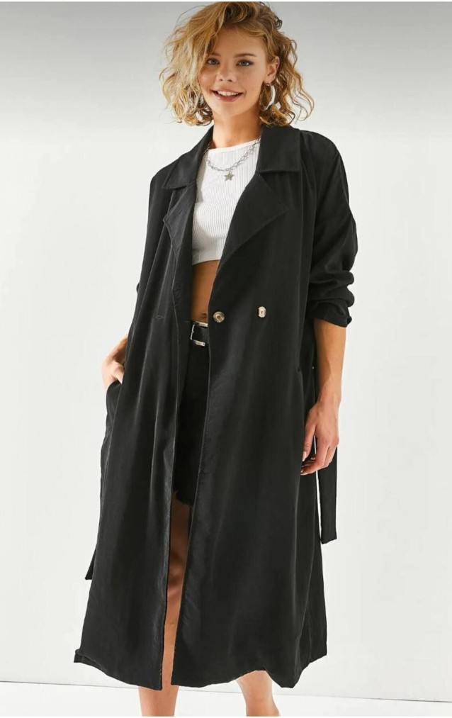 Pasaklı Giyim Kadın Ekstra Oversize Trençkot 3335451 Siyah