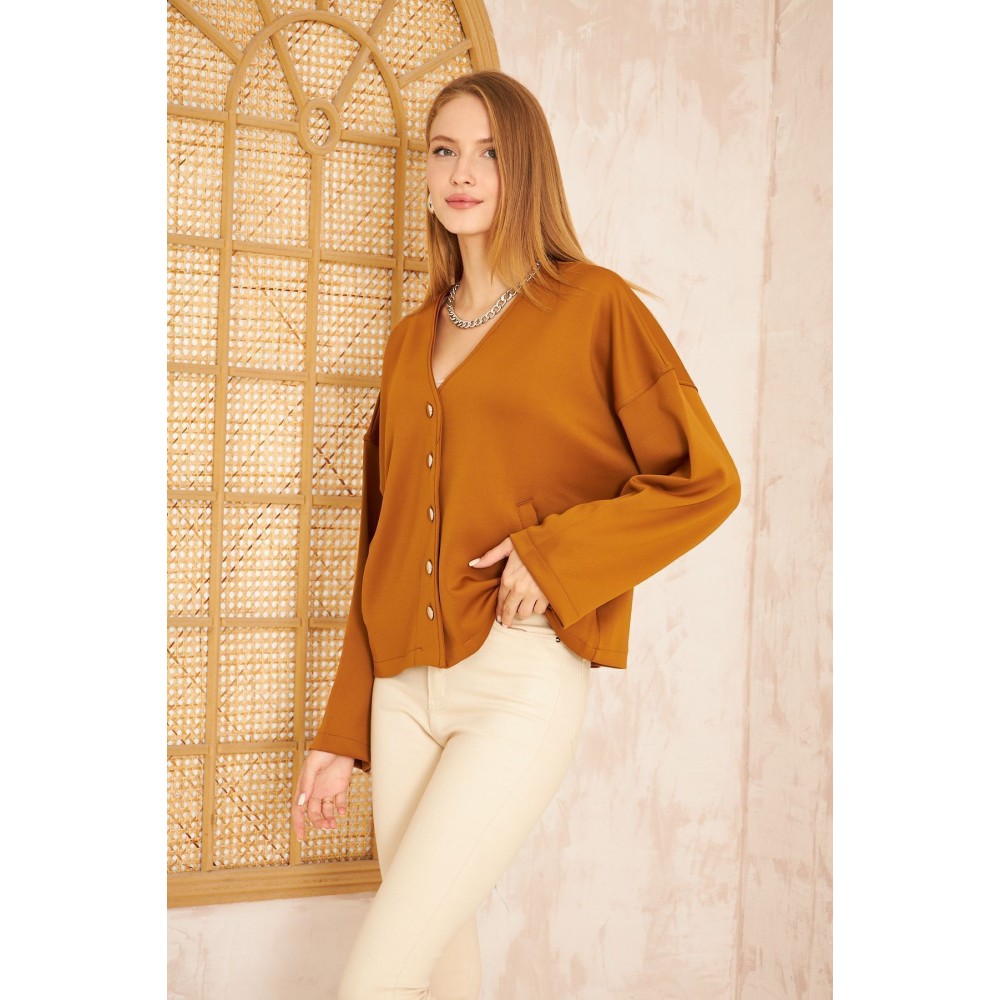 Pasaklı Giyim Pasaklı Giyim Kadın Scuba Hırka Camel - Premium Kadın Giyim