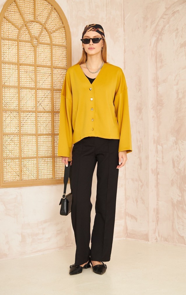 Pasaklı Giyim Kadın Scuba Hırka 3510 Hardal