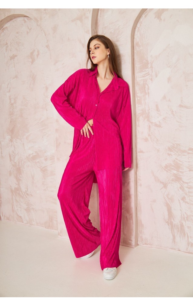 Pasaklı Giyim kadın Piliseli Bürümcük Pantolon Tunik Alt Üst Takım 3573374 Fuşya