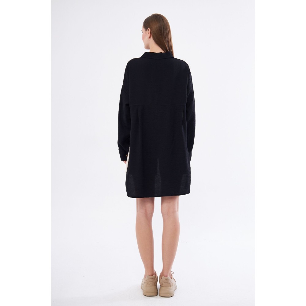 Pasaklı Giyim Pasaklı Giyim Kadın Oversize Arkası Uzun Tunik Gömlek Siyah - Premium Kadın Giyim