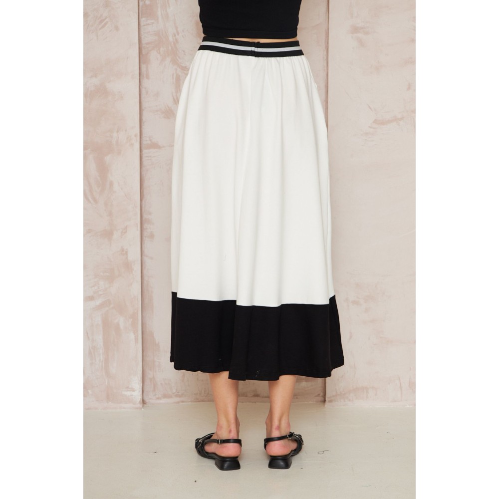 Pasaklı Giyim Pasaklı Giyim Kadın Kiloş Etek Renk Bloklu Beyaz - Premium Kadın Giyim