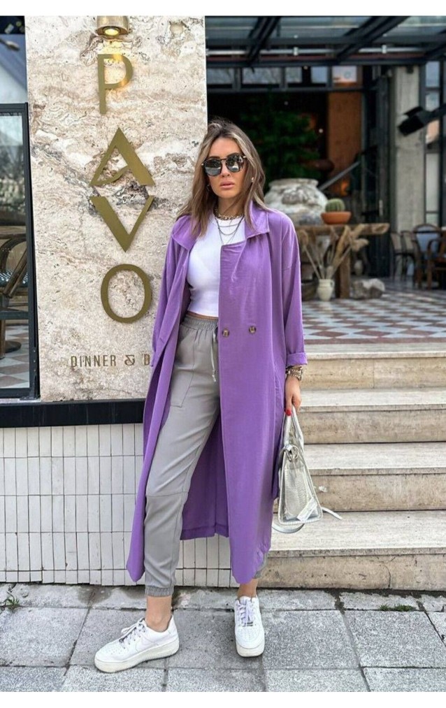 Pasaklı Giyim Kadın Ekstra Oversize Trençkot 3335451 Mor