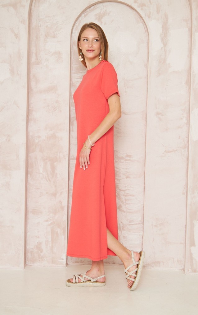 Pasaklı Giyim Kadın Omzu Düğmeli Elbise 3618310 Mercan