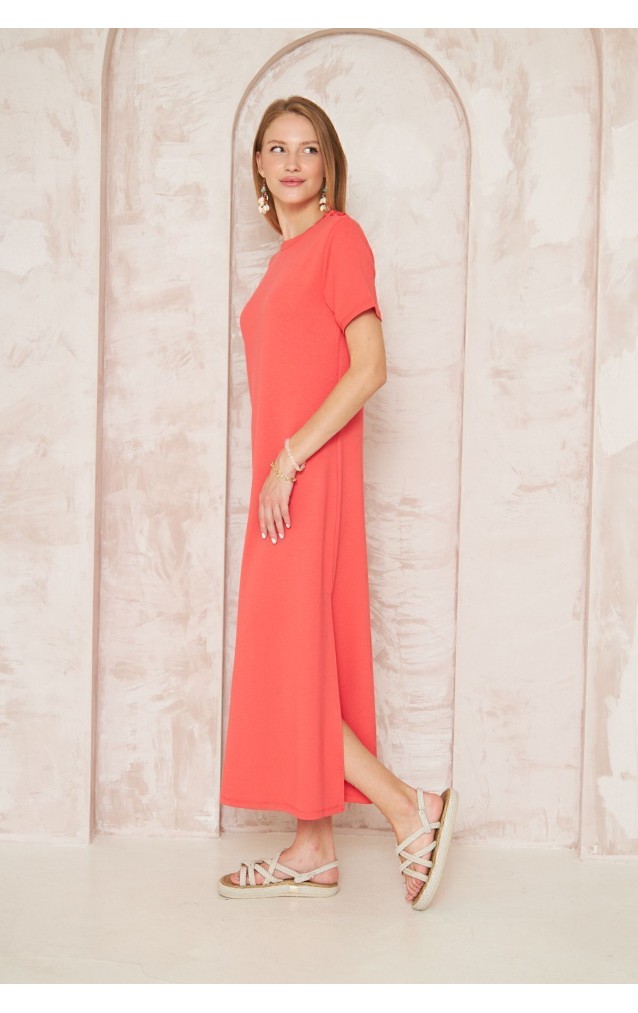 Pasaklı Giyim Kadın Omzu Düğmeli Elbise 3618310 Mercan