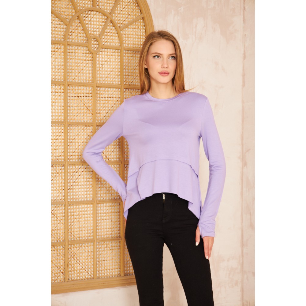 Pasaklı Giyim Pasaklı Giyim Kadın Parmak Geçirmeli Yoga Bluz Lila - Premium Kadın Giyim
