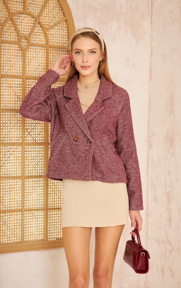 Pasaklı Giyim Kadın Diyaganol Kaşe Ceket 3529341 Bordo