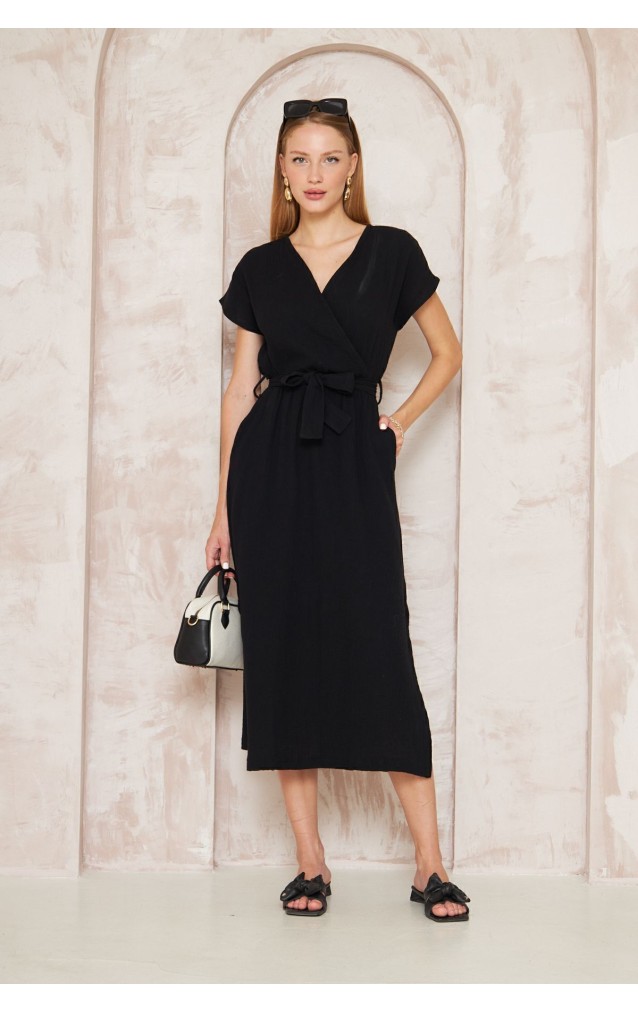 Pasaklı Giyim Kadın %100 Pamuk Müslin Elbise 3612451 Siyah