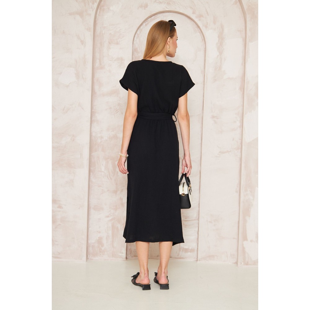 Pasaklı Giyim Pasaklı Giyim Kadın %100 Pamuk Müslin Elbise Siyah - Premium Kadın Giyim