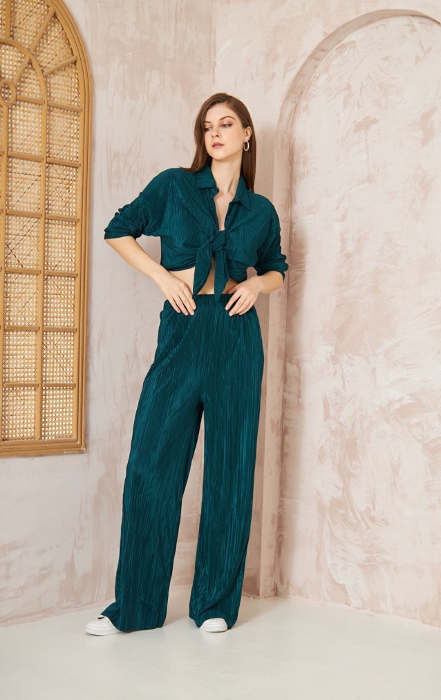 Pasaklı Giyim kadın Piliseli Bürümcük Pantolon Tunik Alt Üst Takım 3573374 Petrol