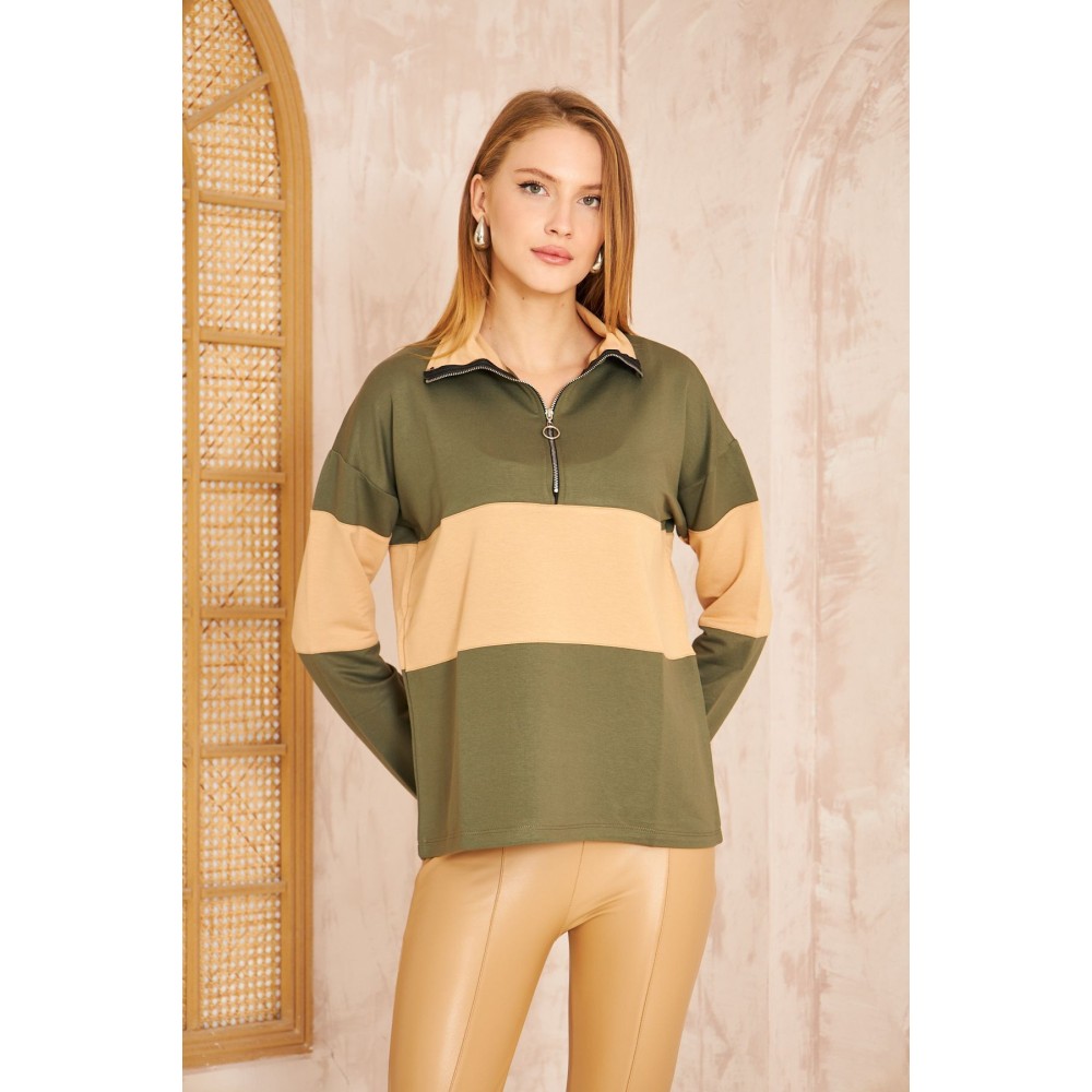 Pasaklı Giyim Pasaklı Giyim Kadın Sweatshirt Haki - Premium Kadın Giyim