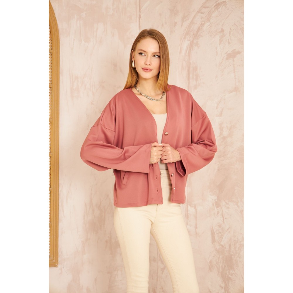 Pasaklı Giyim Pasaklı Giyim Kadın Scuba Hırka Pudra - Premium Kadın Giyim