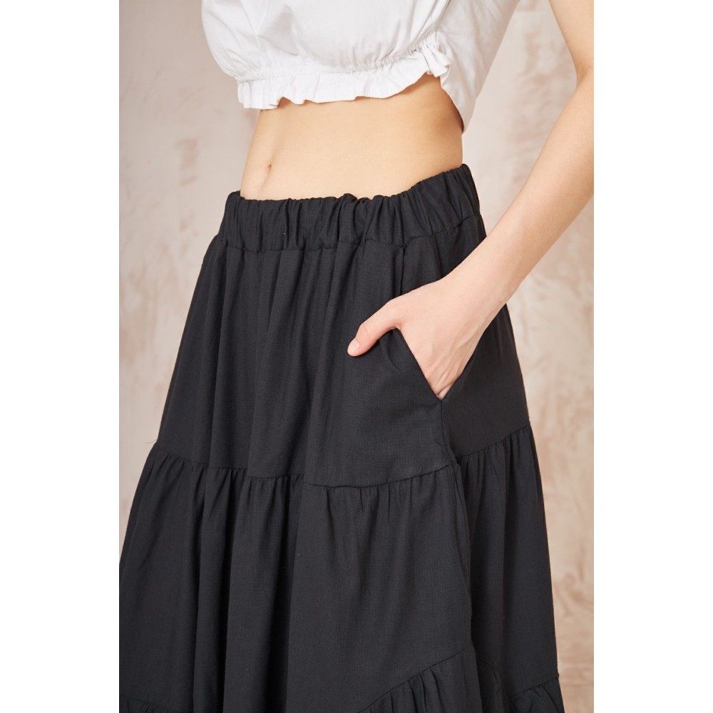 Pasaklı Giyim Pasaklı Giyim Kadın Asimetrik 3 Kat Etek Siyah - Premium Kadın Giyim