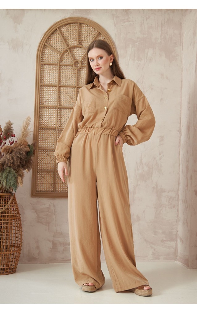 Pasaklı Giyim Kadın Kupra Tulum 3360506 Karamel