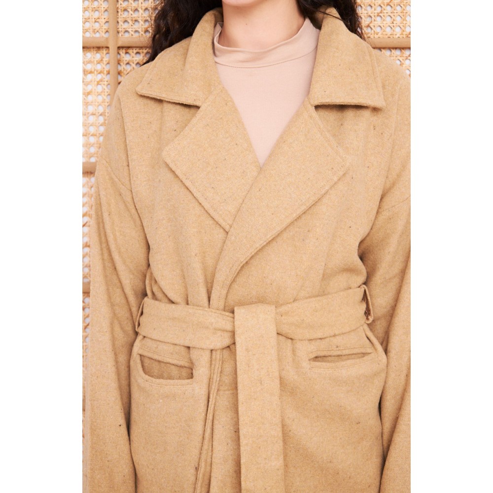 Pasaklı Giyim Pasaklı Giyim Kadın Kaşe Kaban Camel - Premium Kadın Giyim