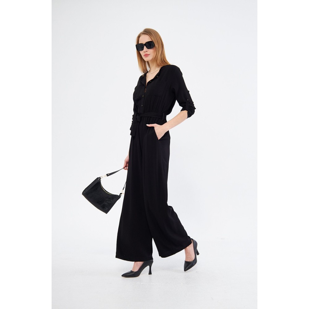 Pasaklı Giyim Pasaklı Giyim Kadın Viskon Tulum Siyah - Premium Kadın Giyim