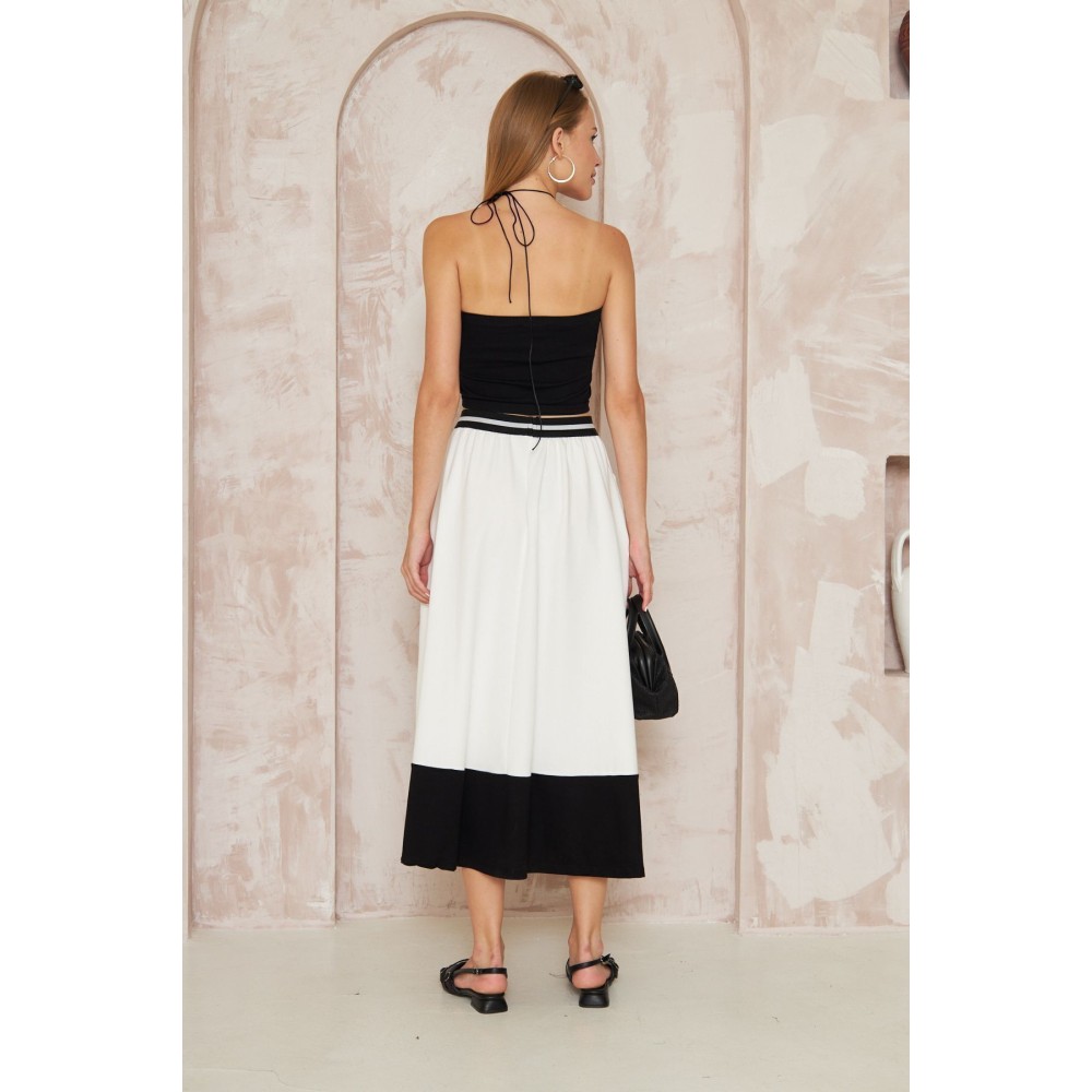 Pasaklı Giyim Pasaklı Giyim Kadın Kiloş Etek Renk Bloklu Beyaz - Premium Kadın Giyim