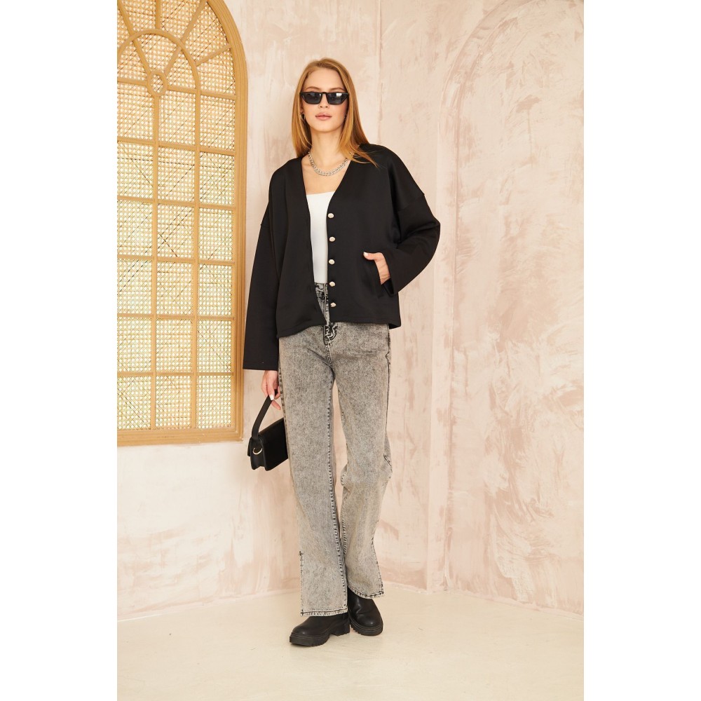 Pasaklı Giyim Pasaklı Giyim Kadın Scuba Hırka Siyah - Premium Kadın Giyim