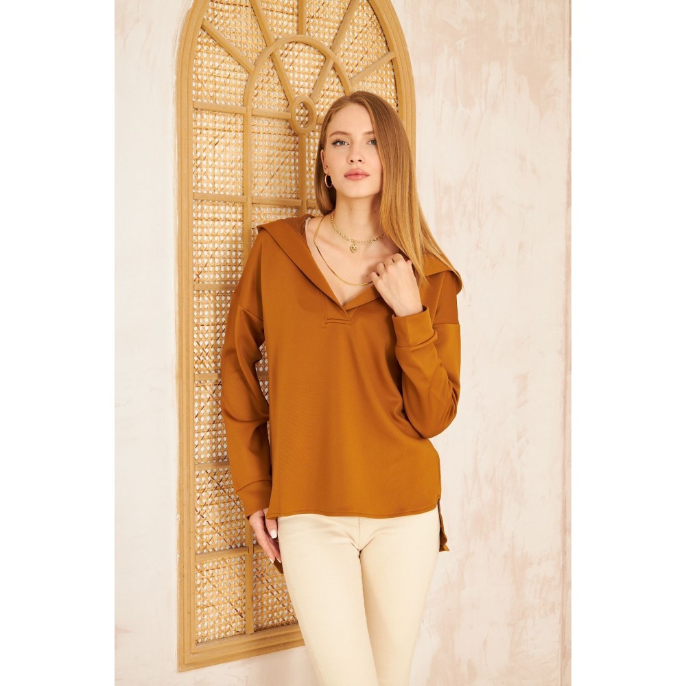 Pasaklı Giyim Pasaklı Giyim Kadın Kapüşonlu Sweatshirt Kahverengi - Premium Kadın Giyim