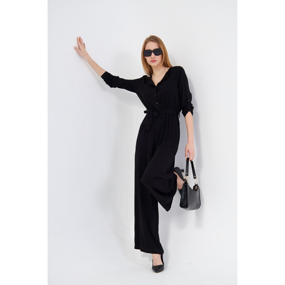 Pasaklı Giyim Pasaklı Giyim Kadın Viskon Tulum Siyah - Premium Kadın Giyim