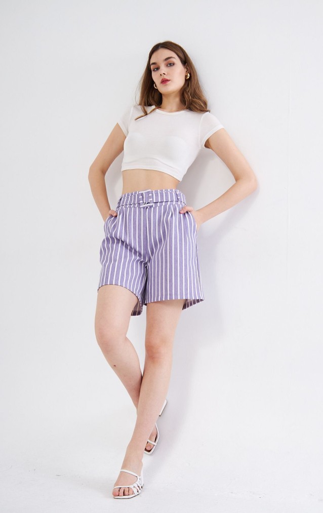 Pasaklı Giyim Kadın Gabardin Mini Şort 3562242 Mor