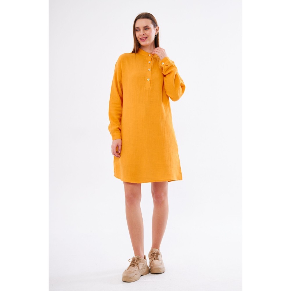Pasaklı Giyim Pasaklı Giyim Kadın Müslin Tunik Gömlek Hardal - Premium Kadın Giyim