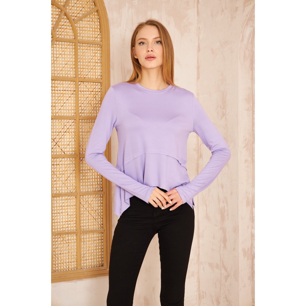 Pasaklı Giyim Pasaklı Giyim Kadın Parmak Geçirmeli Yoga Bluz Lila - Premium Kadın Giyim